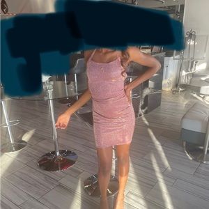 Custom Made Pink Sparkle Homecoming Prom Dress (WORN ONCE, HAS BEEN CLEANED)